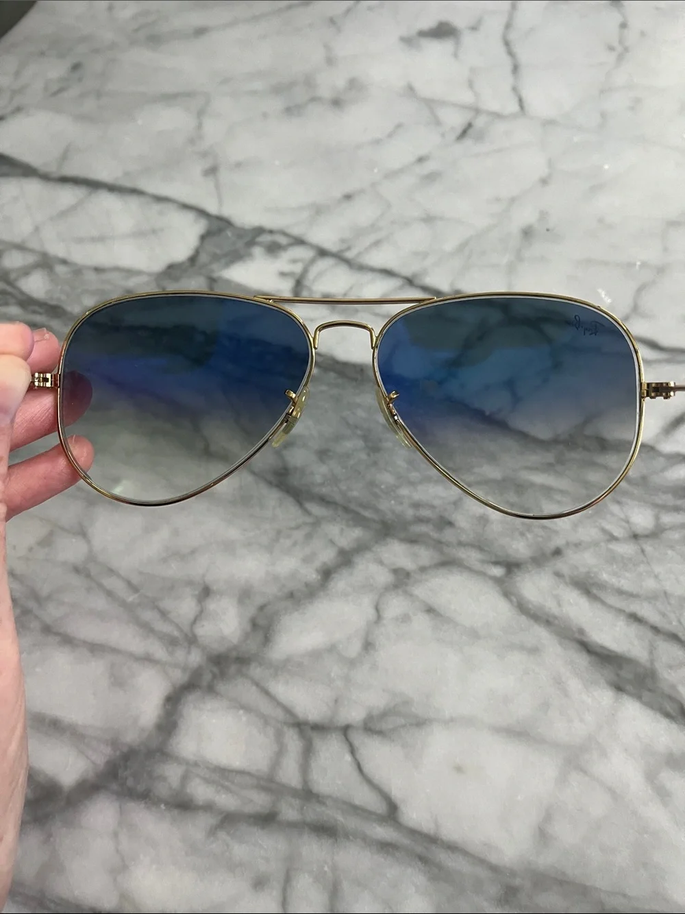 Ray-Ban Aviator Sunglasses - Blue Gradient Lenses, Gold Frame